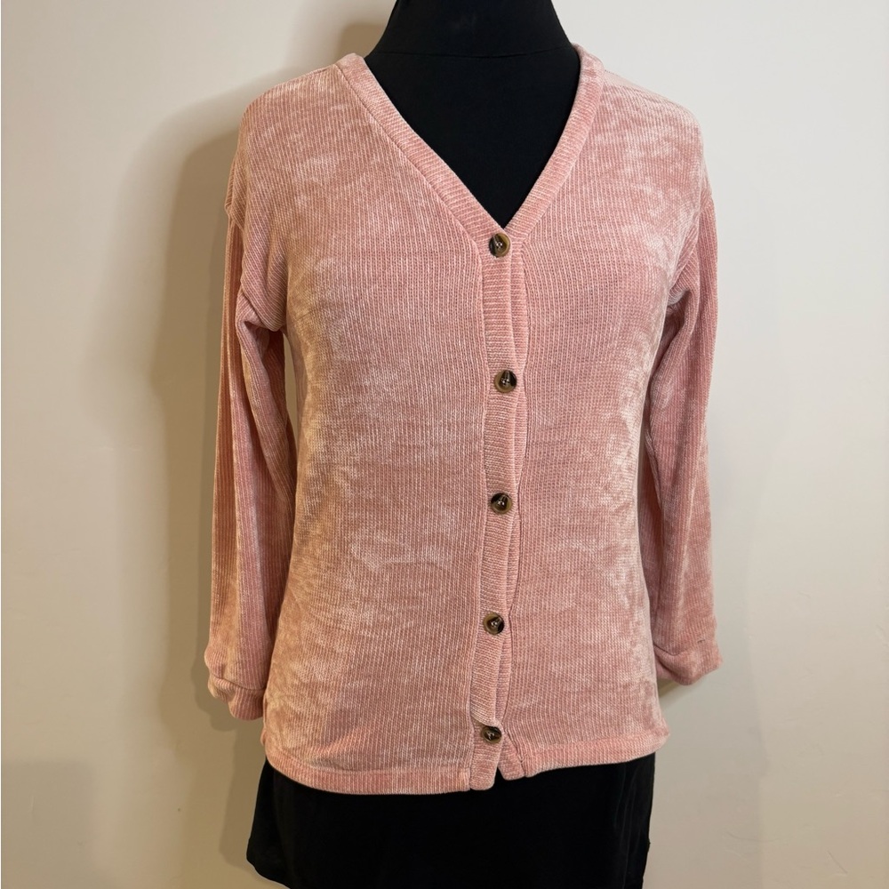 Kids Forever 21 Pink Cardigan Sweater V-Neck Long Sleeve Y2K